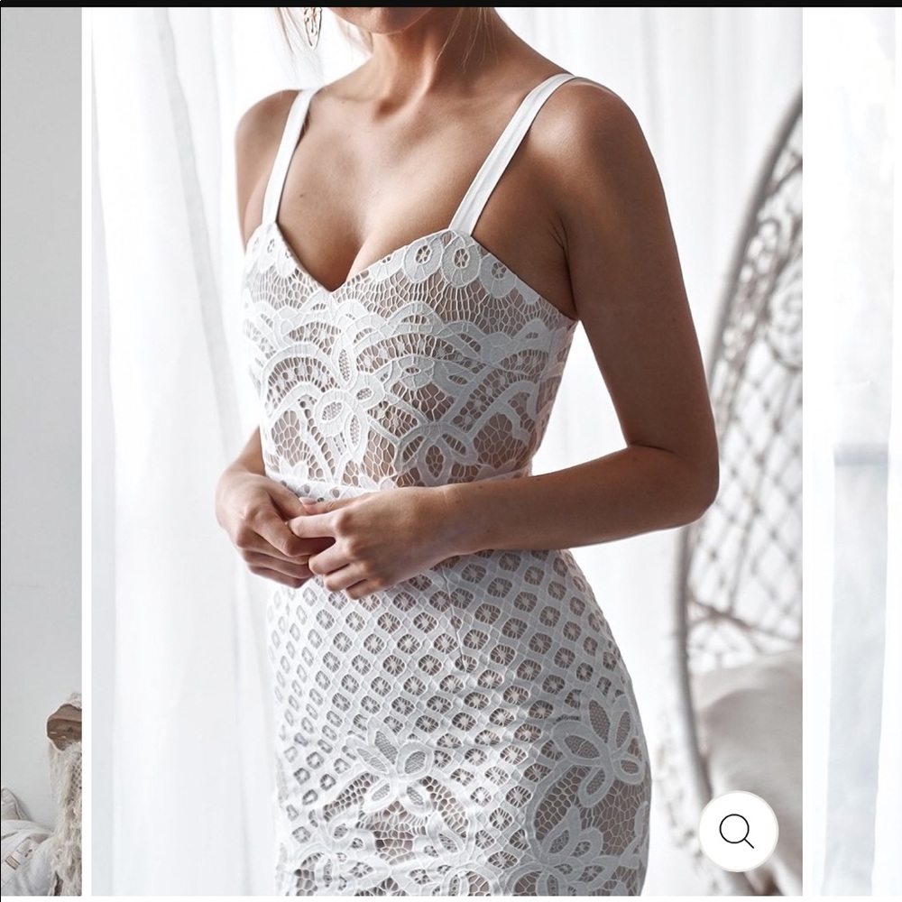 White midi designer dress
